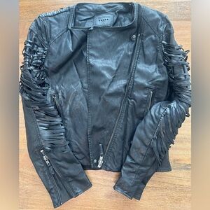 Blanknyc black fringe faux leather jacket